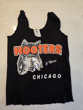 Hooters Black Tank Top with Orange Logo - Chicago O'Hare